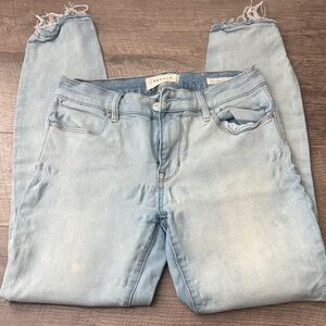PacSun Light Blue Crop Skinny Jeans with Frayed Ankles